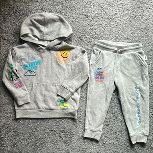 Crayola x Kohls Kids Gray Joggers and Hoodie Set with Colorful Graphics
